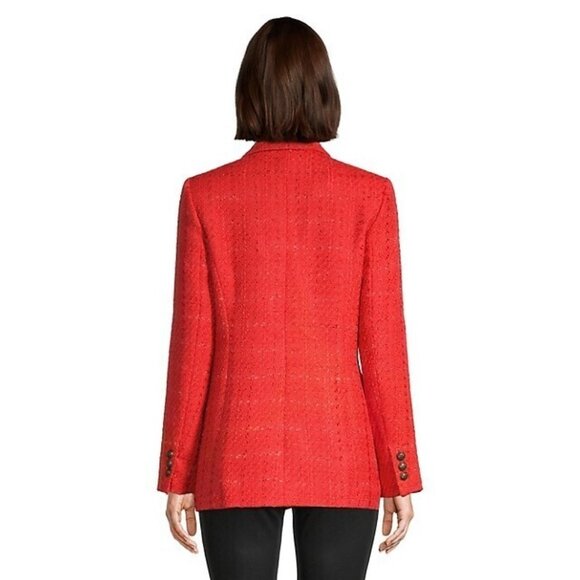 NEW Karl Lagerfeld Paris Double Breasted Tweed Blazer Orange Size 8/AUTHENTIC - Picture 2 of 2
